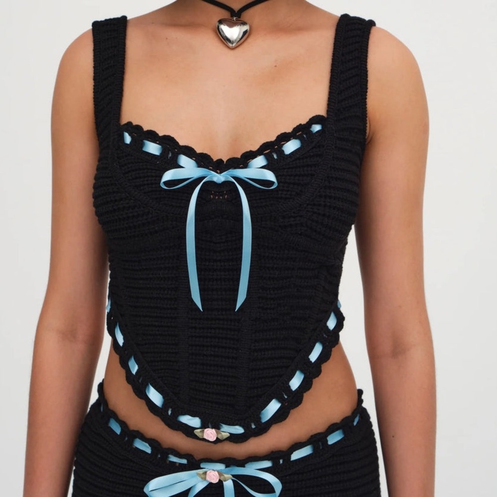 NWT* For love and lemons Olina Crochet Top by For Love & Lemons, black, size S